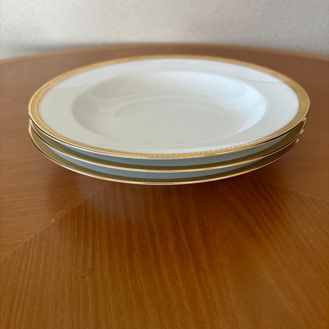 大倉陶園　片葉金蝕　22cmスープ皿　3枚