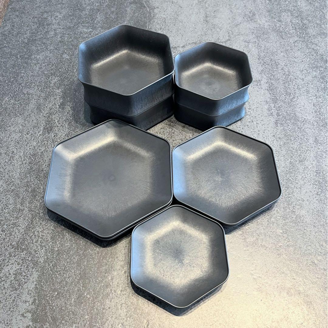 ARAS エイラス　深鉢ロッカク中小2セット　平皿ロッカク大中小　2セット