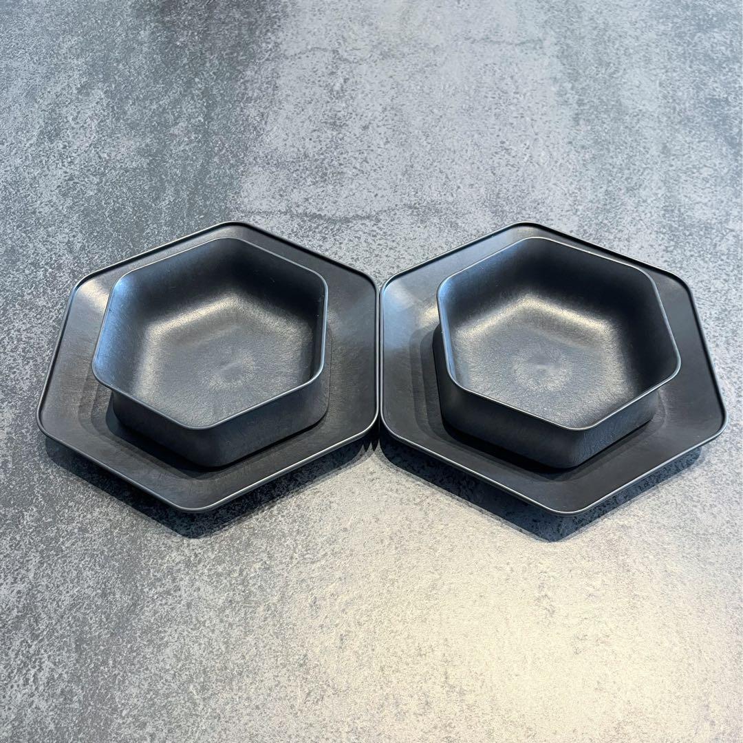 ARAS エイラス　深鉢ロッカク中小2セット　平皿ロッカク大中小　2セット