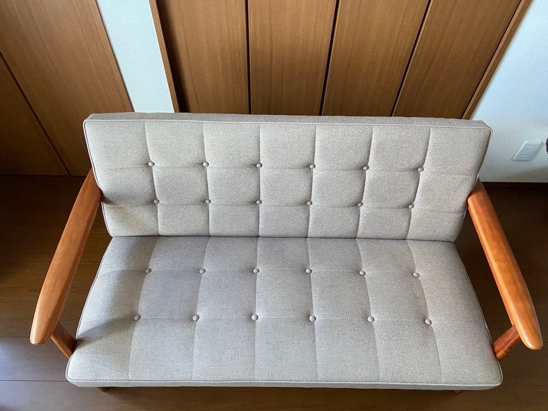 カリモク60 Kチェア2シーター フラノベージュ チェリー