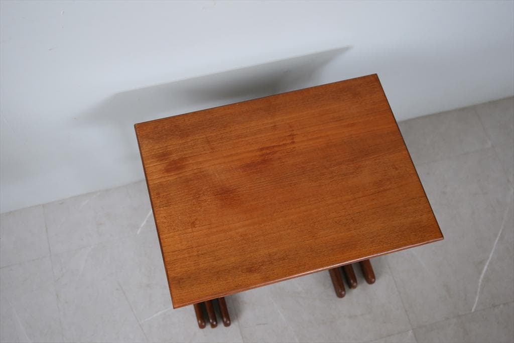 英国アンティークG-PLANジープランネストテーブル3台/収納机91-143-3