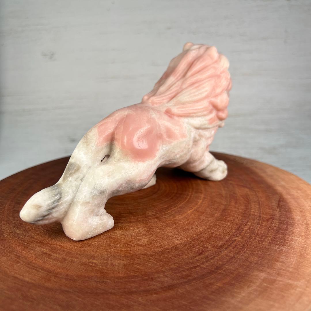 天然石　ライオン　ピンクオパール