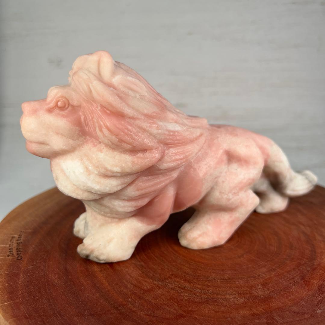 天然石　ライオン　ピンクオパール