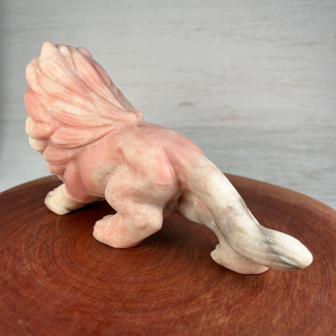 天然石　ライオン　ピンクオパール