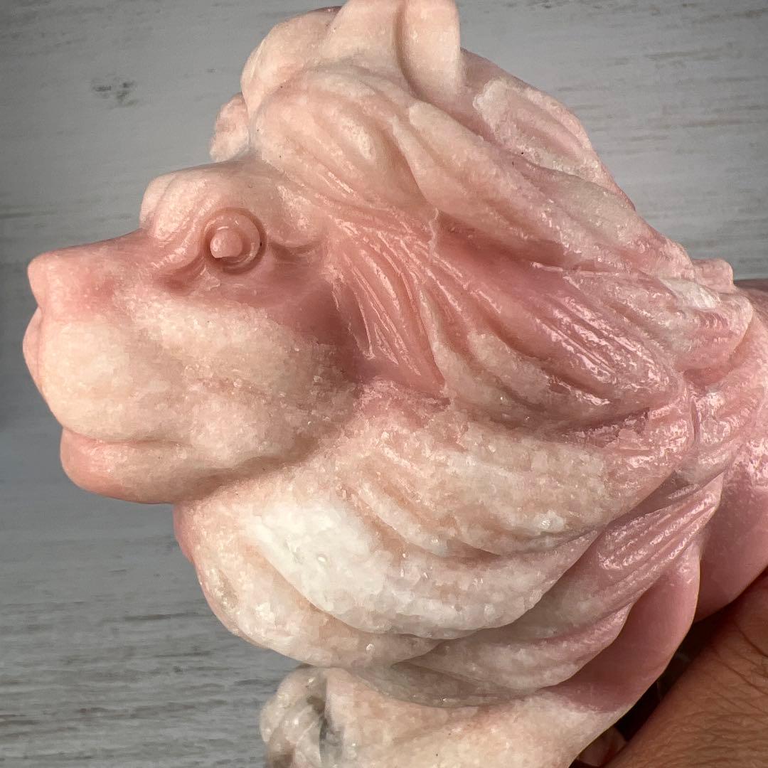 天然石　ライオン　ピンクオパール
