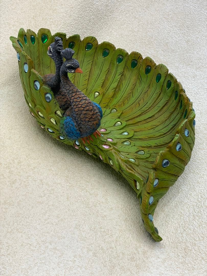孔雀型入れ物　飾物入れ　オブジェ　物入