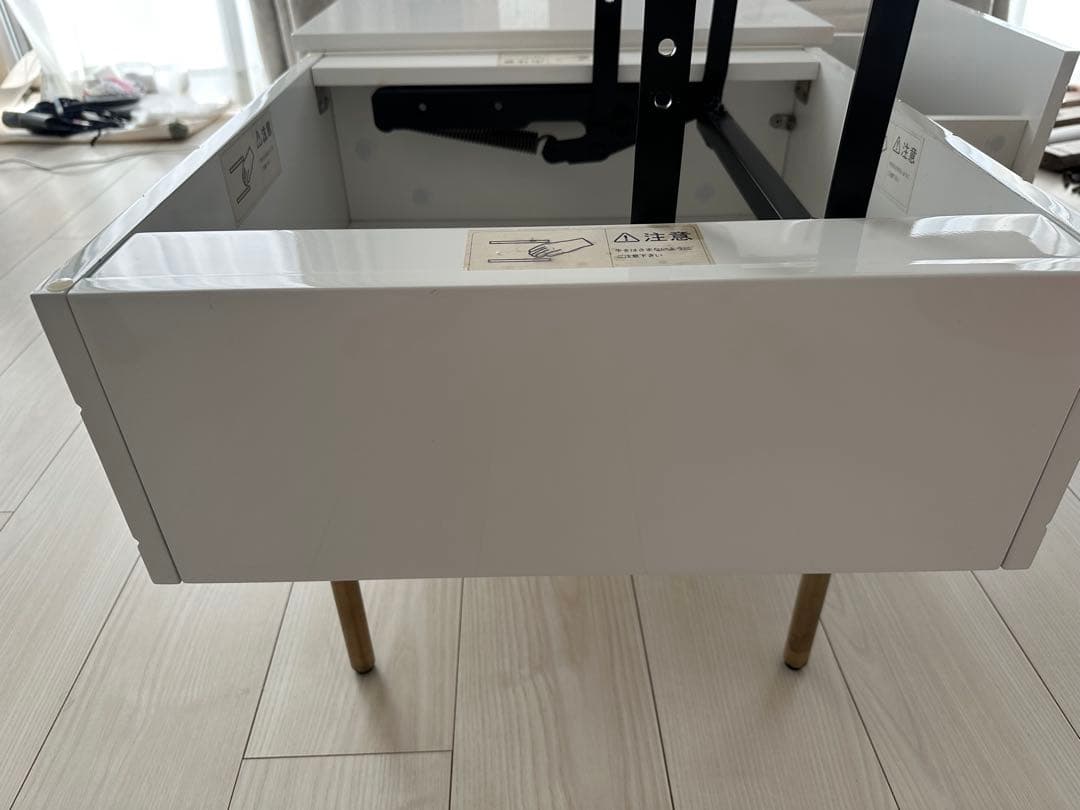 Francfranc　ソルティール リフティングテーブル ホワイト　昇降テーブル