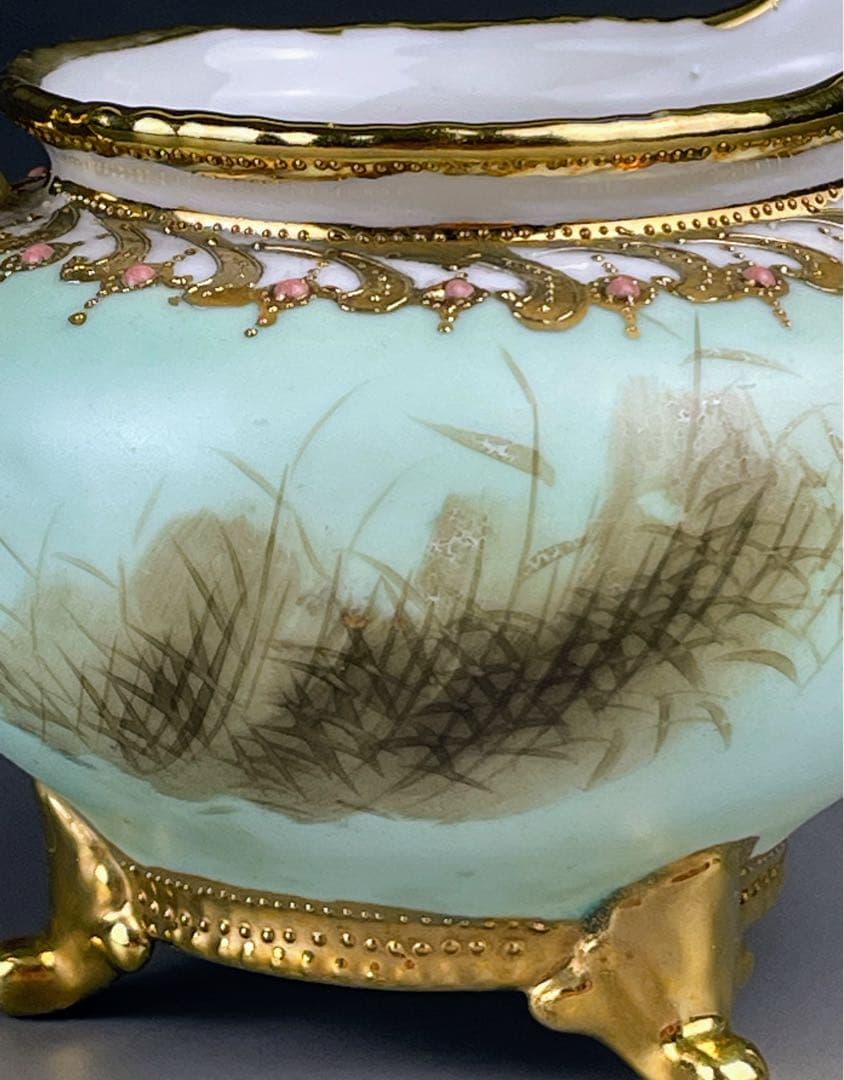 訳有】オールドノリタケ フライングスワン ジュエル 脚付 クリーマー