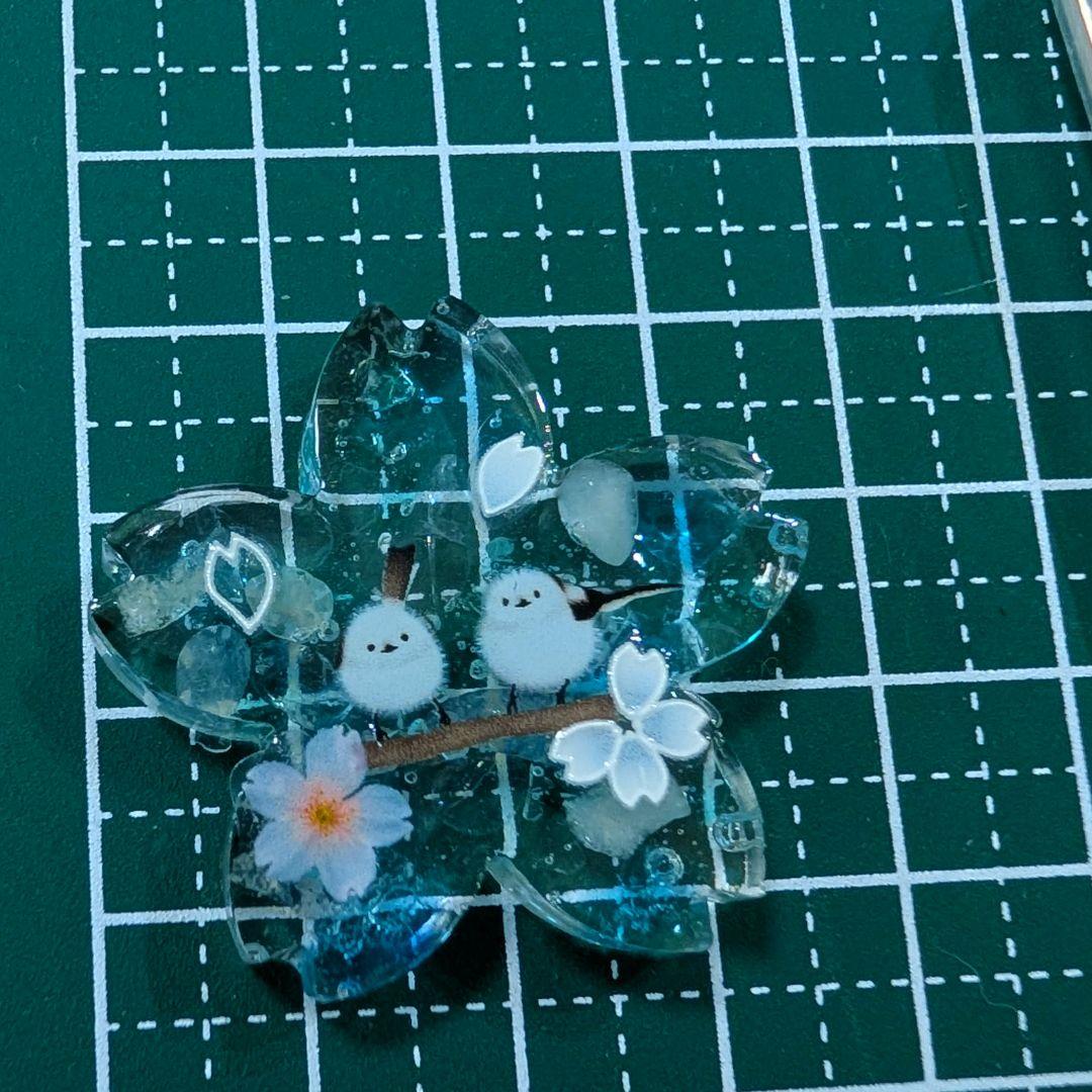 レジンヘアゴム レジンチャーム 桜シマエナガ 桜 アクアマリン 琉球