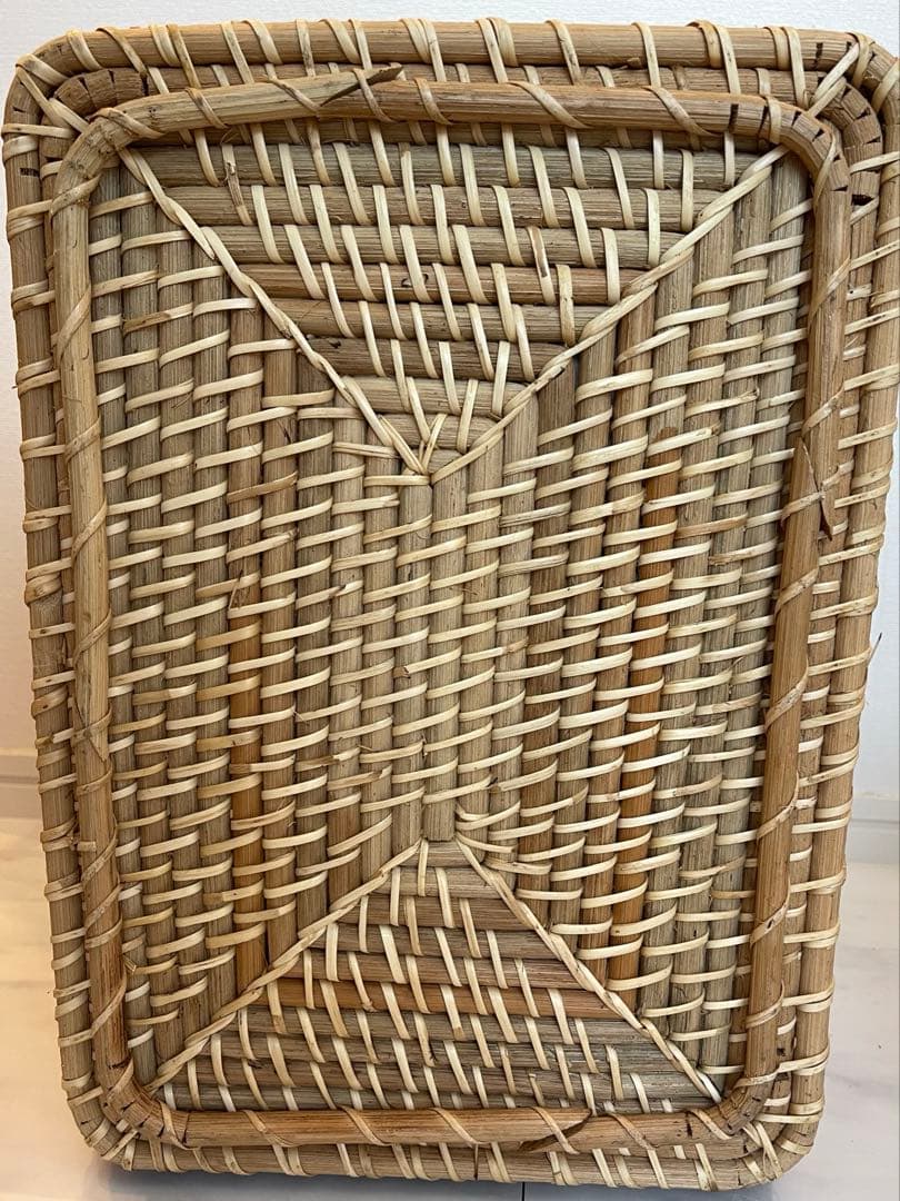 【送料込】無印良品重なるラタン3つ＋蓋3つセット/定価¥12,940