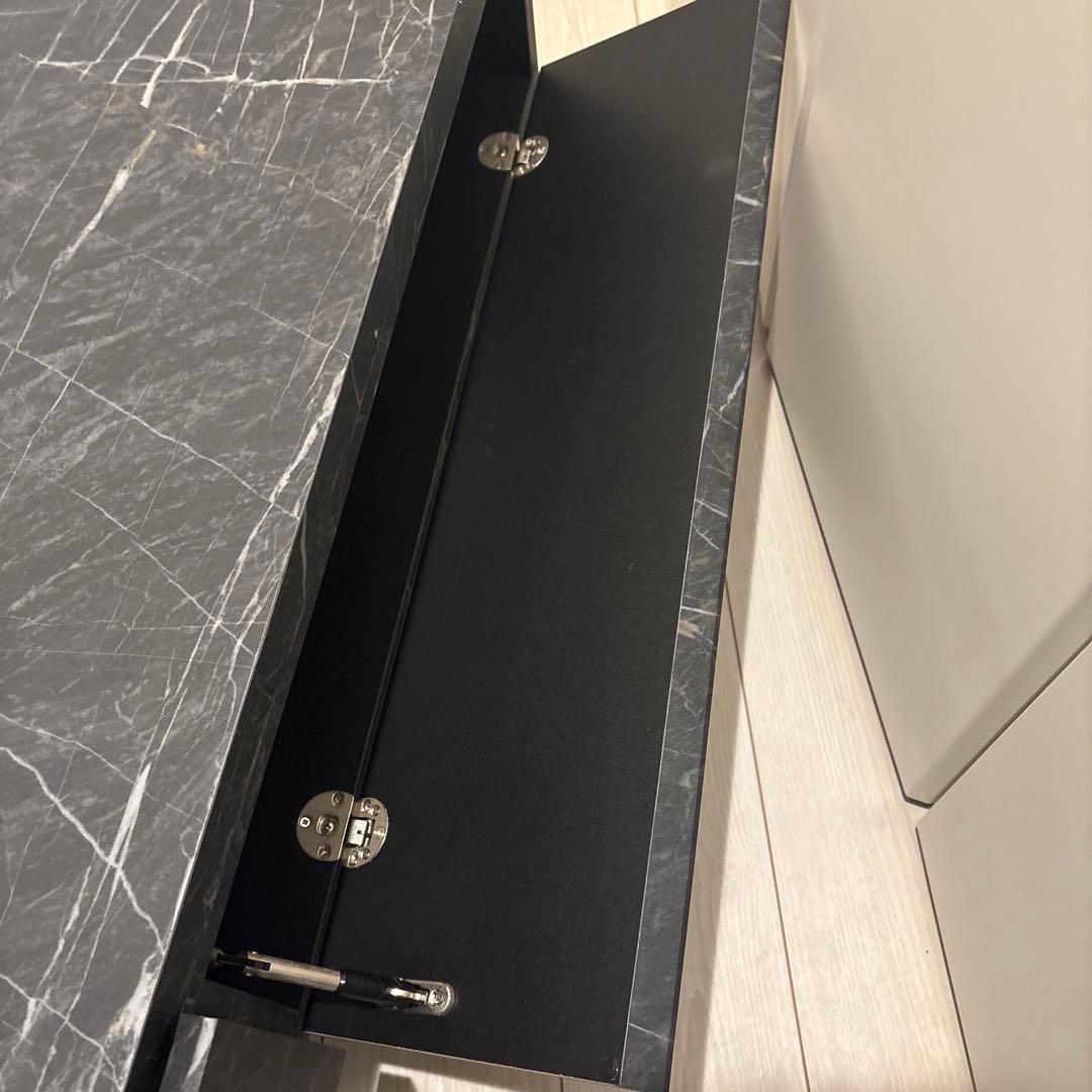 黒色マーブル調テレビ台 引き出し付き140cm