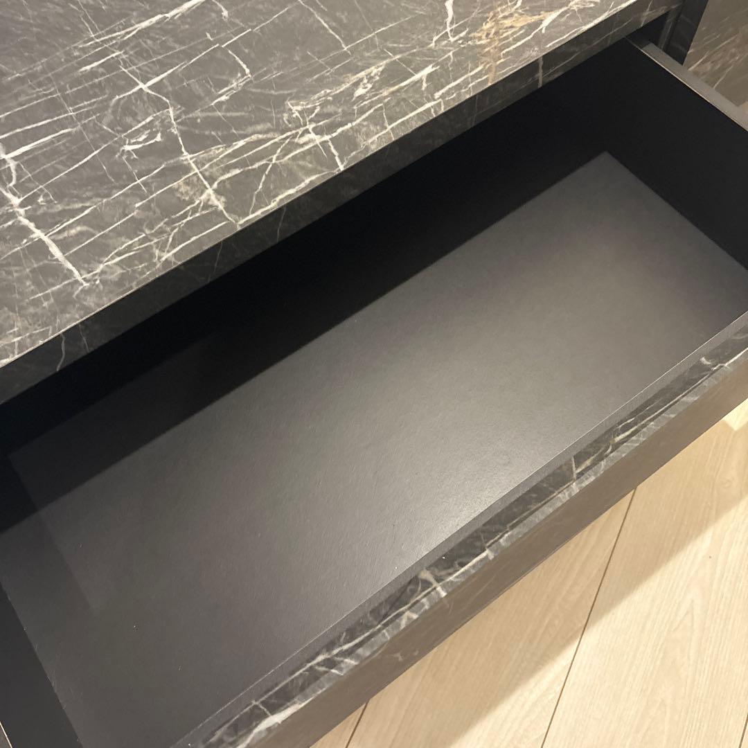 黒色マーブル調テレビ台 引き出し付き140cm