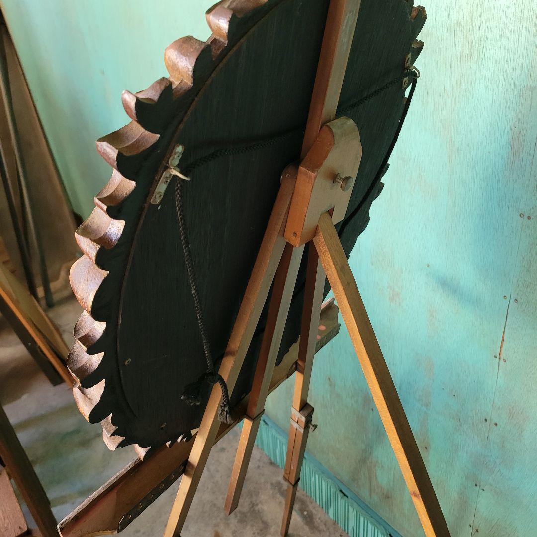 レトロ　アンティーク木彫り　掛鏡 レトロ