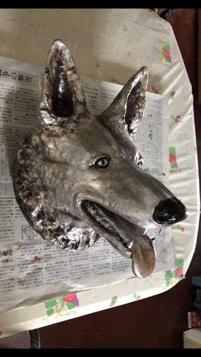 今村三郎作品 [シェパード犬] 石膏彫刻 10万円。