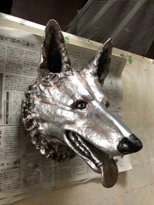 今村三郎作品 [シェパード犬] 石膏彫刻 10万円。