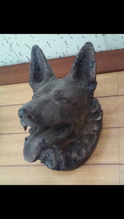 今村三郎作品 [シェパード犬] 石膏彫刻 10万円。