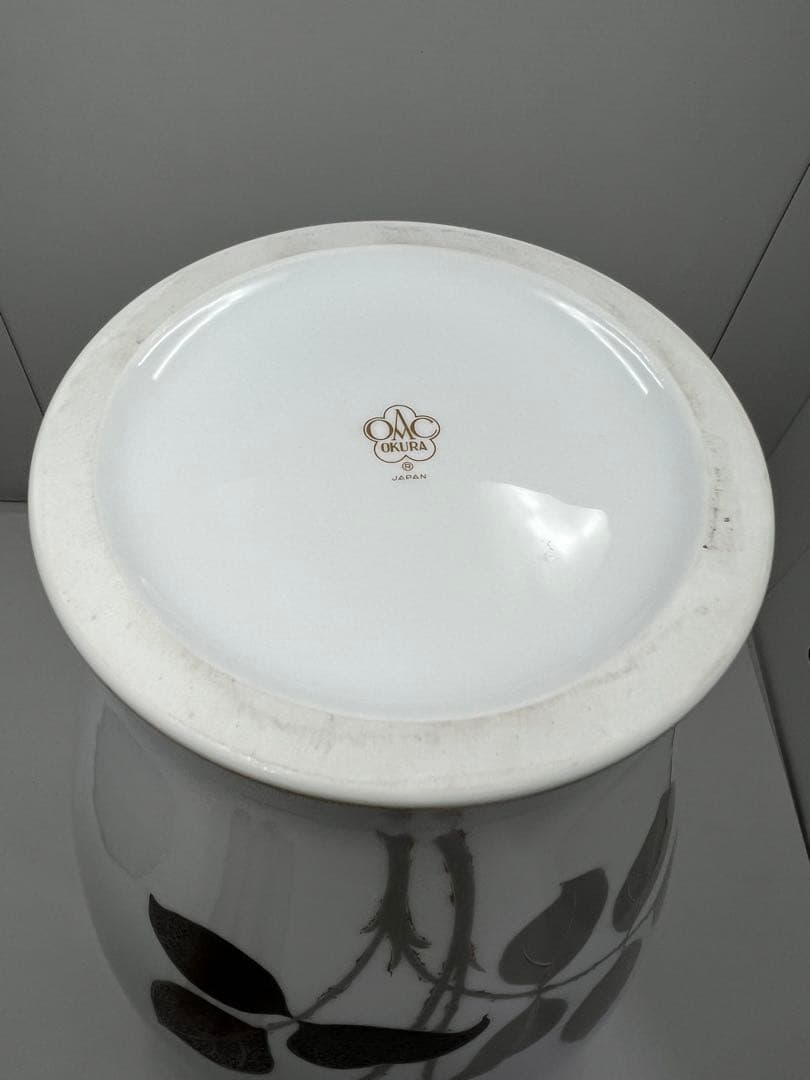 大倉陶園OKURA 金蝕バラ花瓶フラワーベース花器ゴールド 陶器 高さ約35cm