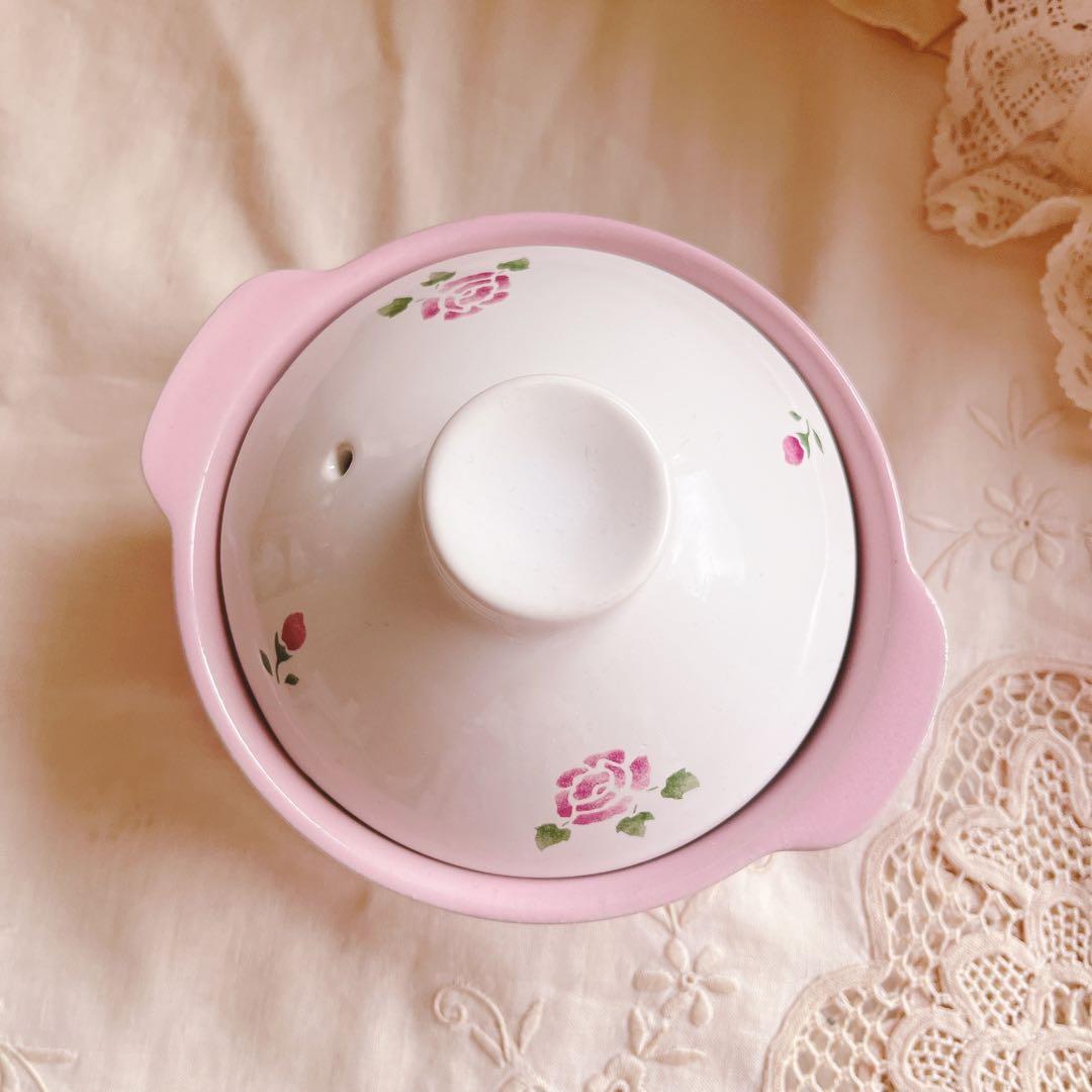 お値下げ♡マニー♡ローズ土鍋ピンク両手鍋イマンダイアナローズバスケットニトリ薔薇