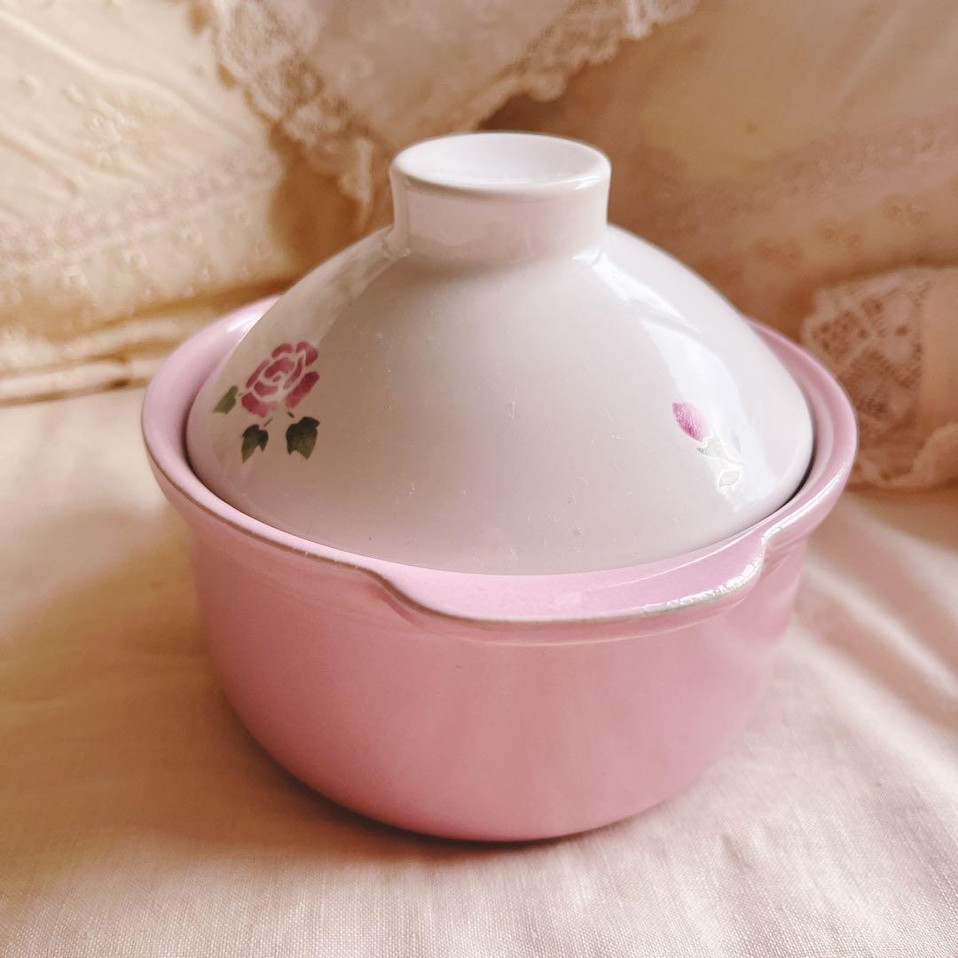 お値下げ♡マニー♡ローズ土鍋ピンク両手鍋イマンダイアナローズバスケットニトリ薔薇
