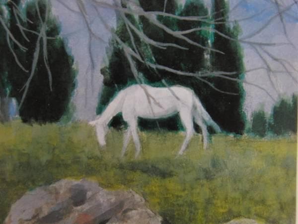 東山魁夷、早春の丘、高級額装用画、大判、新品額付