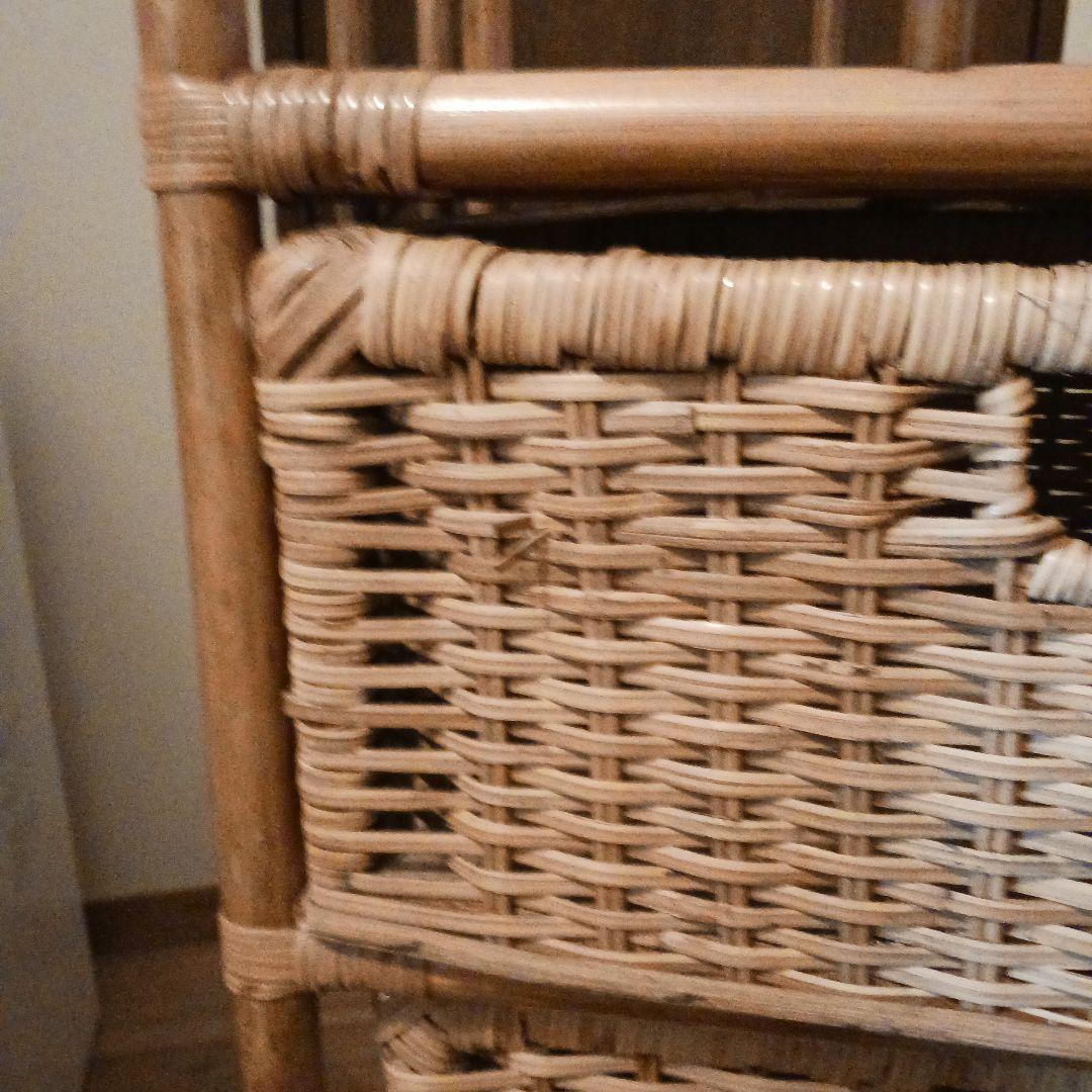 ラタン　　藤家具　　ランドリー　　　　 　　収納　　ワゴン　キャスター付き