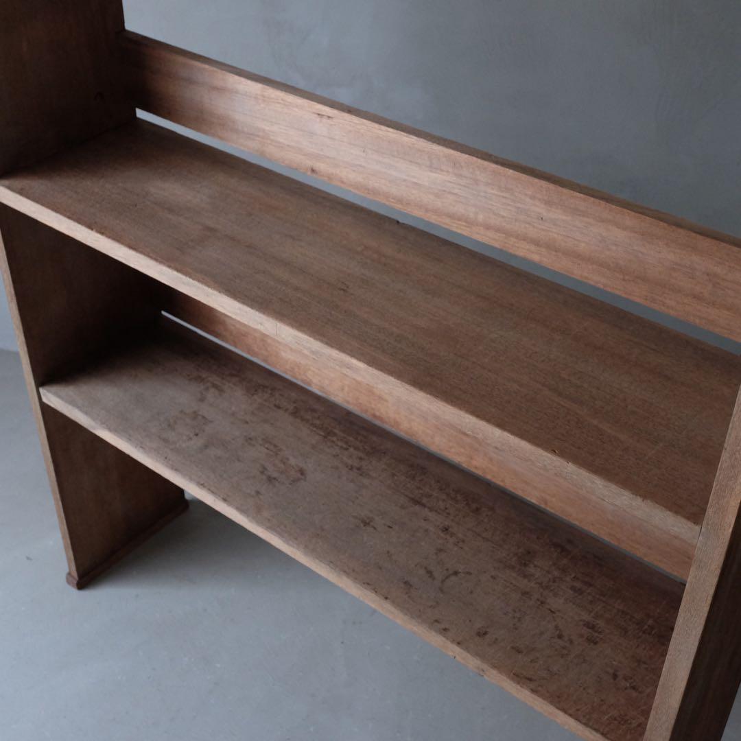 ラワン材 2段収納棚　陳列棚 飾り棚 本棚 ラック シェルフ 古家具 昭和レトロ