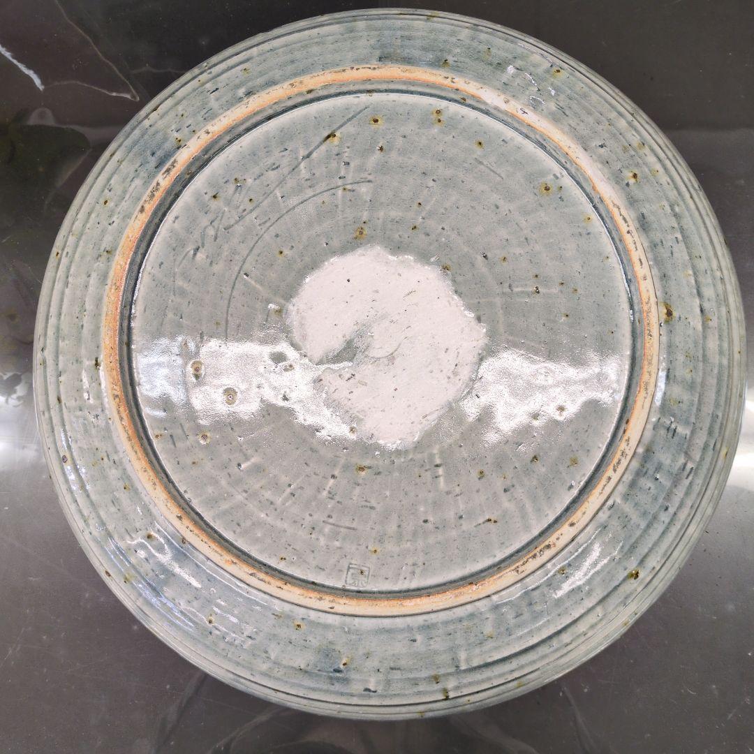 利休陶製大鉢　青系　メダカ鉢、睡蓮鉢