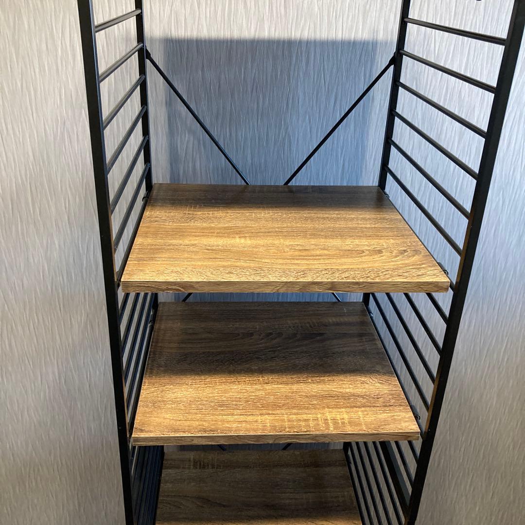 ワイエムワールド シェルフ 5段 幅47cm オーク 組み立て済 スチールラック