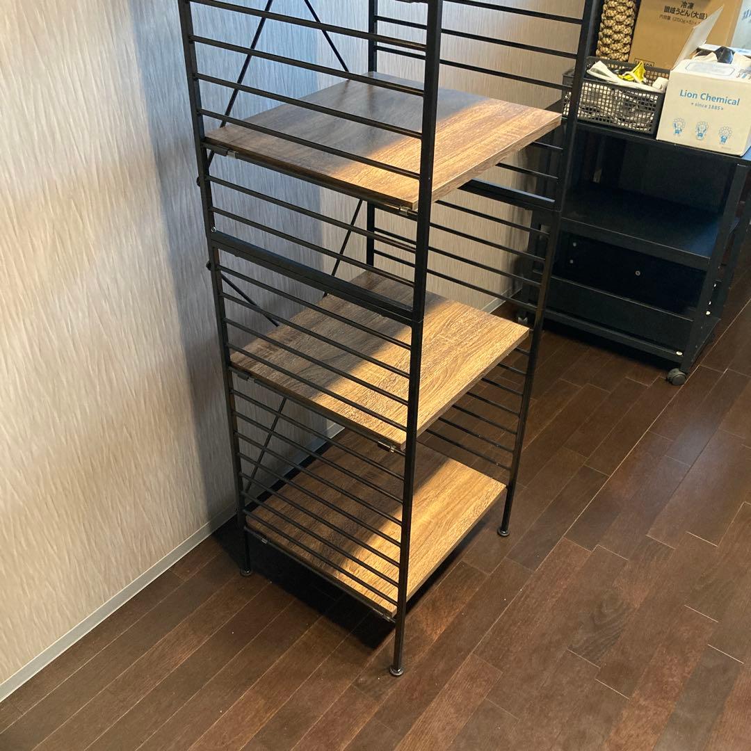 ワイエムワールド シェルフ 5段 幅47cm オーク 組み立て済 スチールラック