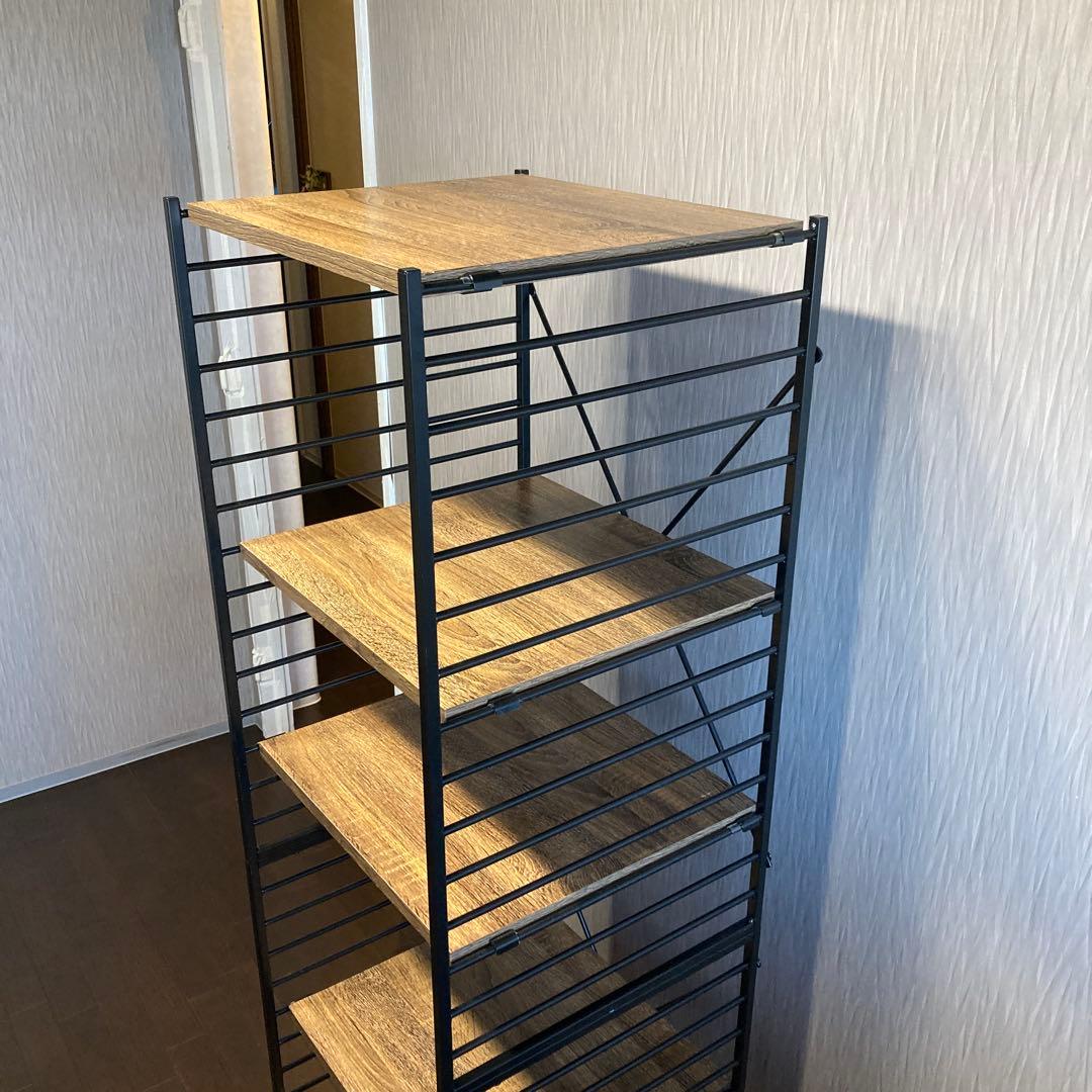 ワイエムワールド シェルフ 5段 幅47cm オーク 組み立て済 スチールラック