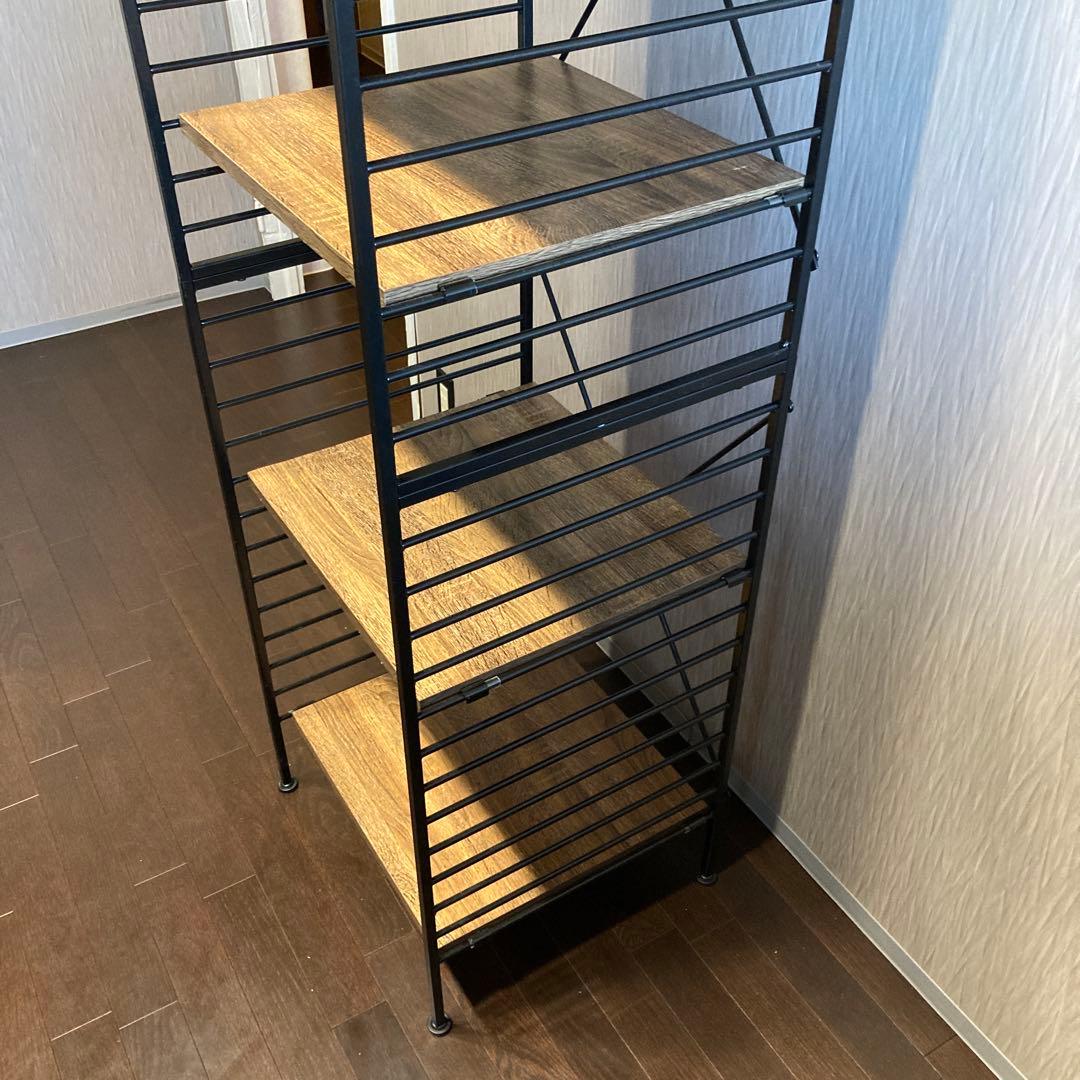 ワイエムワールド シェルフ 5段 幅47cm オーク 組み立て済 スチールラック