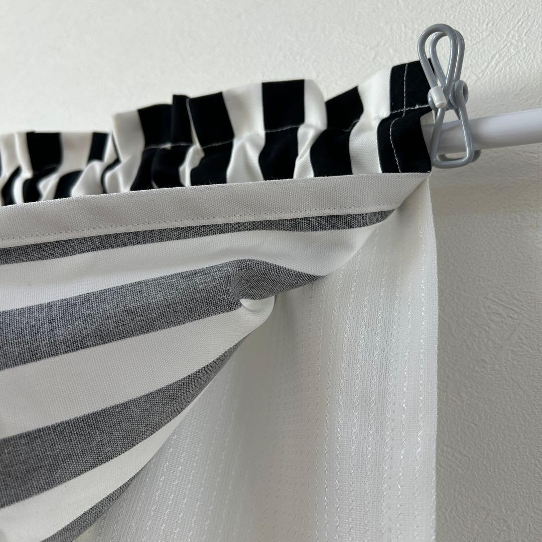 Miuco.様専用】フリル付ミラーレースカフェカーテン ストライプ