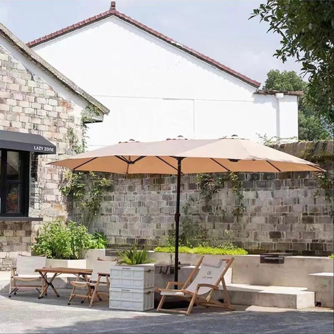 (値下げ)パラソル ガーデンパラソル 大型 長方　撥水加工 クランク開閉付き