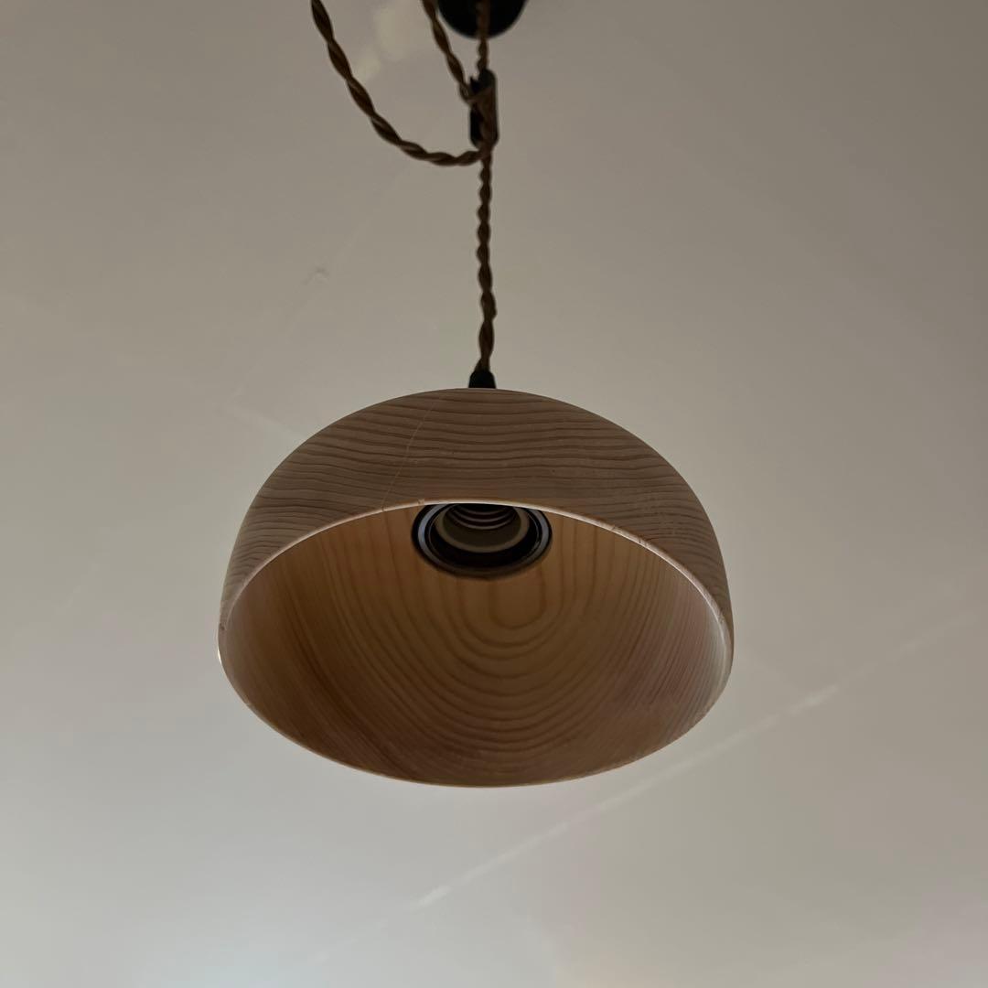 ハンドメイド 桧の木製ペンダントライト／優しい木目／ナチュラル照明