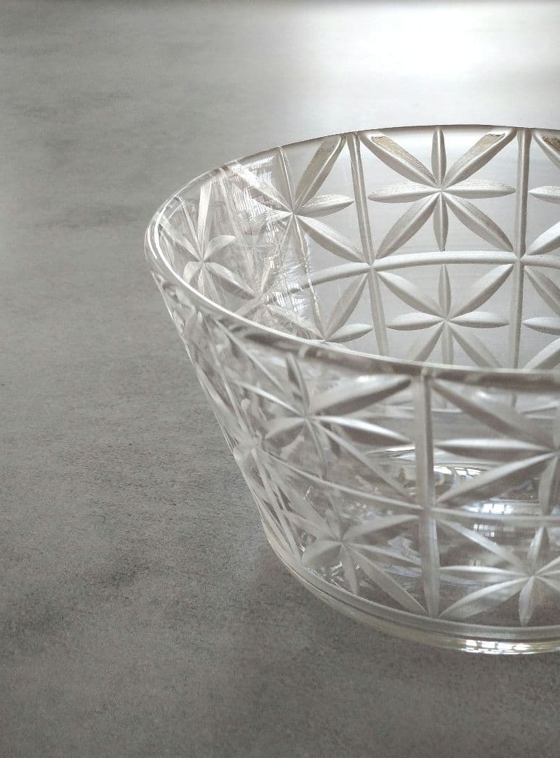 辻和美さん　花　ガラスボウル　切り子