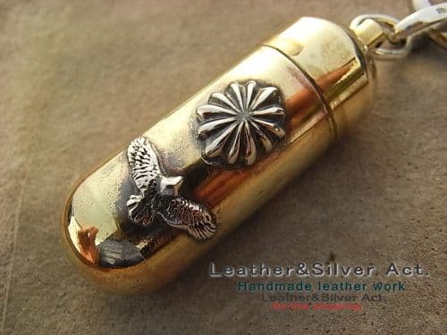 携帯灰皿　カプセル型　真鍮キーホルダー　携帯灰皿 電子　タバコケース 紙タバコ