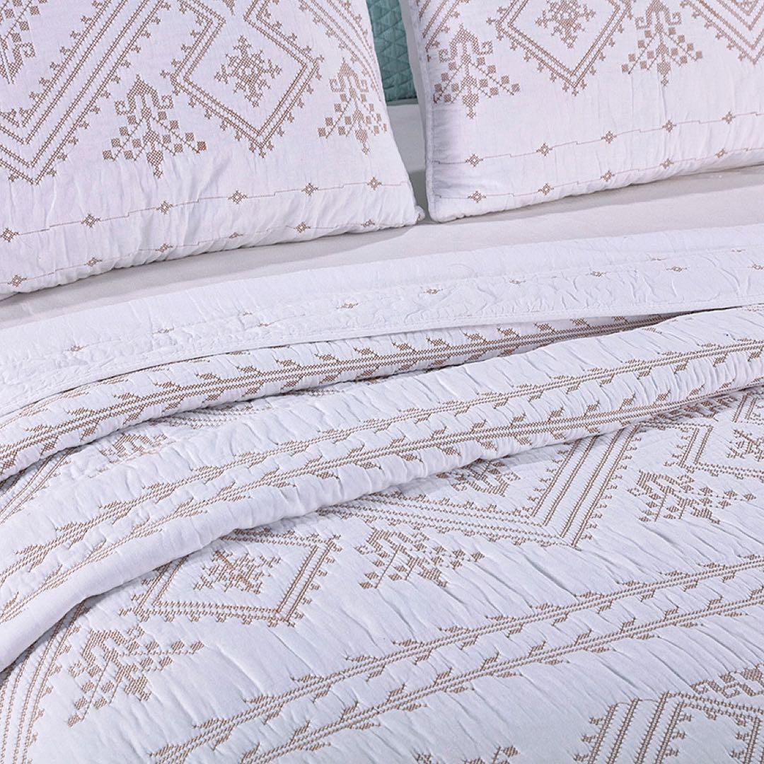 キルトベッドカバー3点セット綿マルチカバー キルティング 044