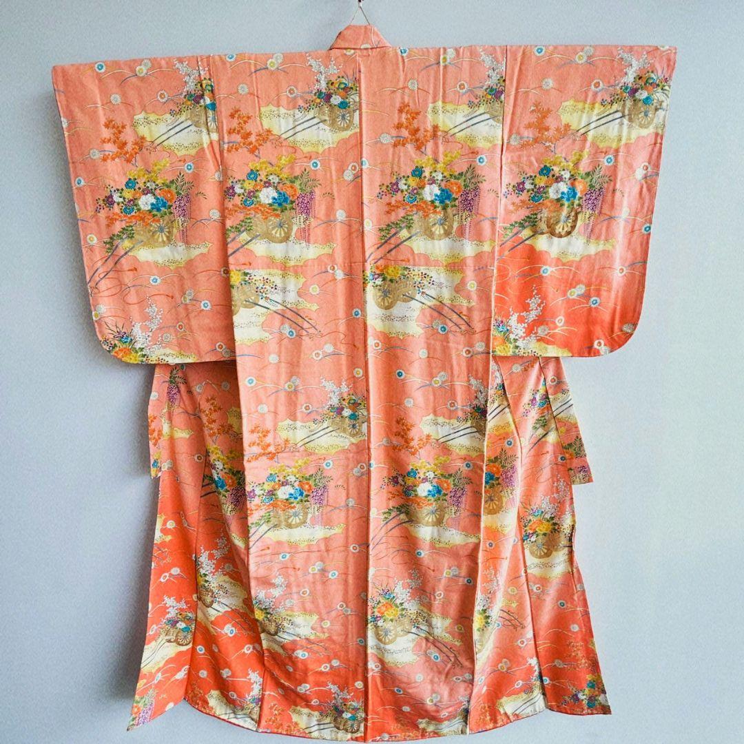 【昭和レトロ】七五三　7歳女の子　セット　小袖　サーモンピンク　5758