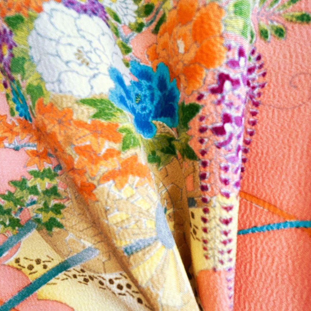 【昭和レトロ】七五三　7歳女の子　セット　小袖　サーモンピンク　5758