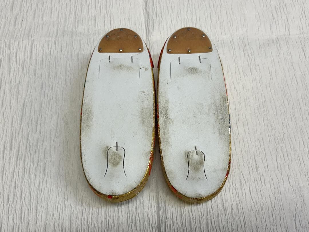 七五三セット　祝帯ペアセット　中サイズ　金　鞠　草履18cm　箱入り