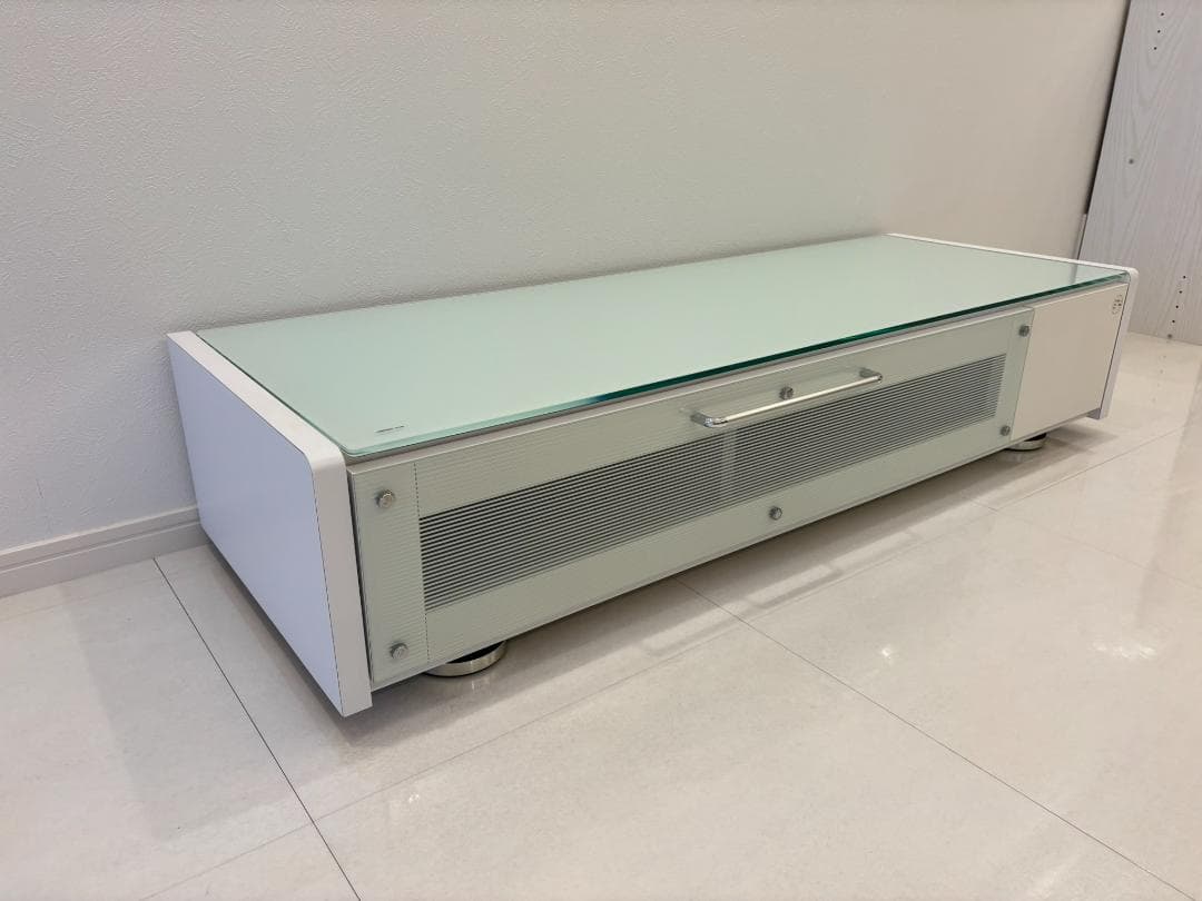 ホワイト ガラス天板 テレビボード 幅125cm【送料込み】