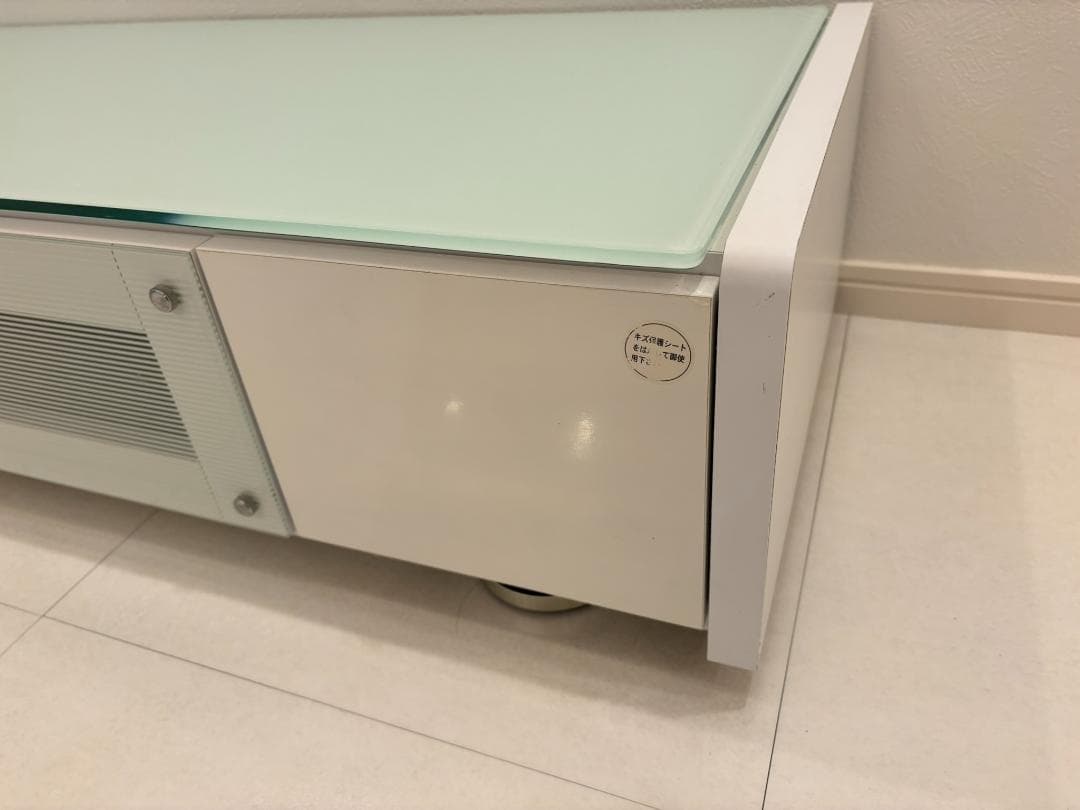 ホワイト ガラス天板 テレビボード 幅125cm【送料込み】