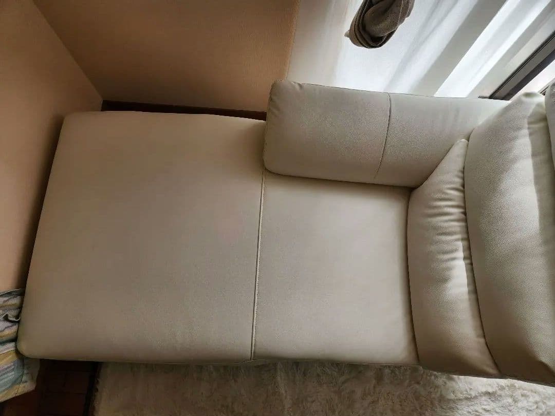 美品☆ホワイト 片肘ロングソファ