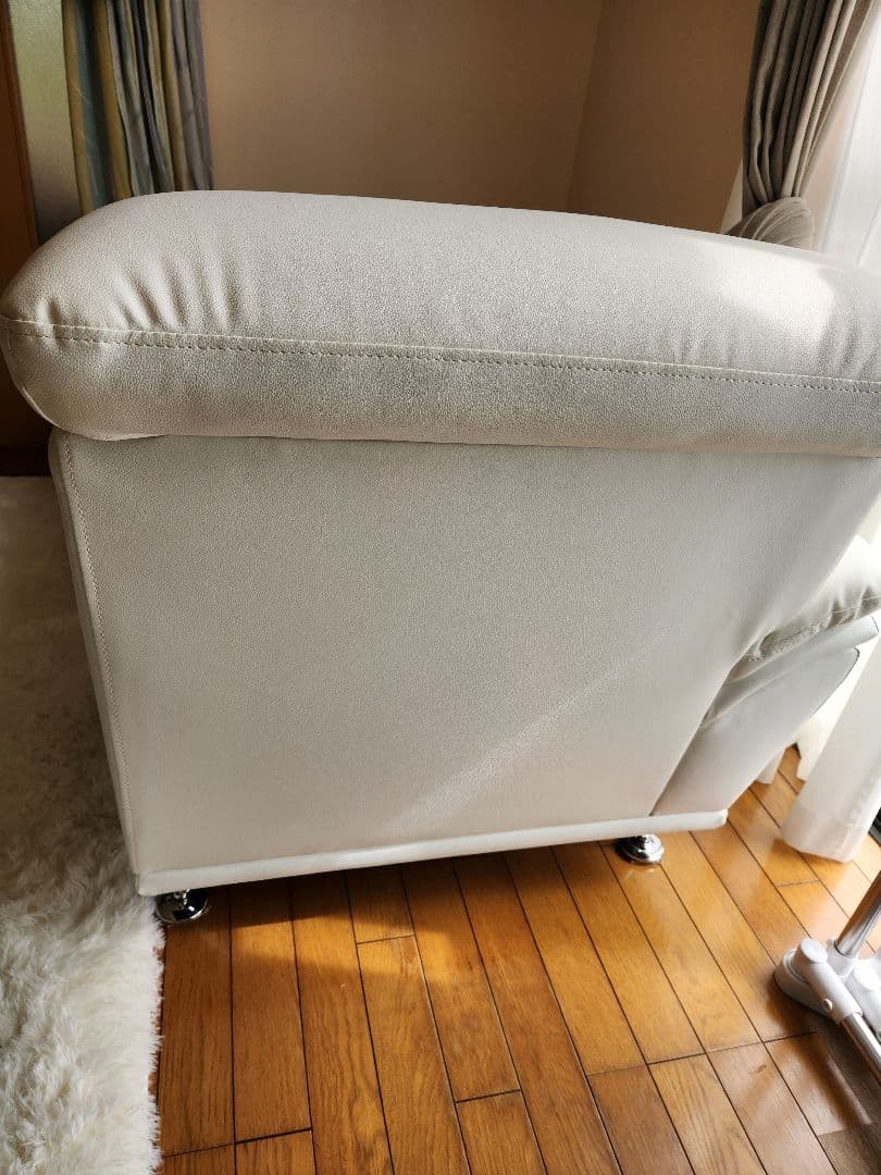 美品☆ホワイト 片肘ロングソファ