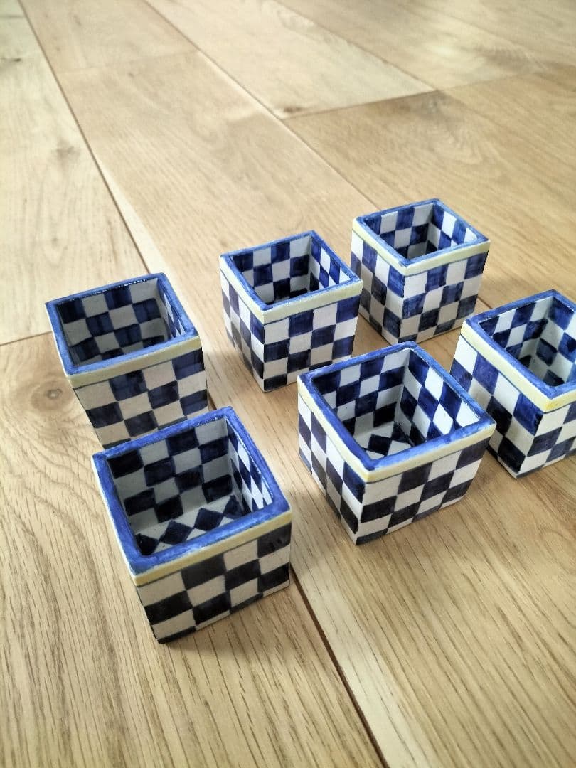 京焼清水焼 乾山写オランダ市松角小付 珍味入れ