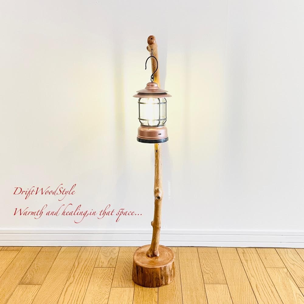 曲線を描く天然流木のランプスタンド 置物 北欧 照明 ランタン N4