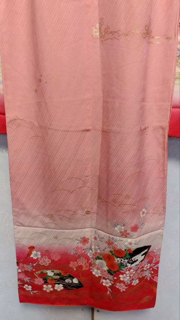 RK545子供着物着丈136センチ裄丈51センチ7歳前後用重ね襟付き正絹