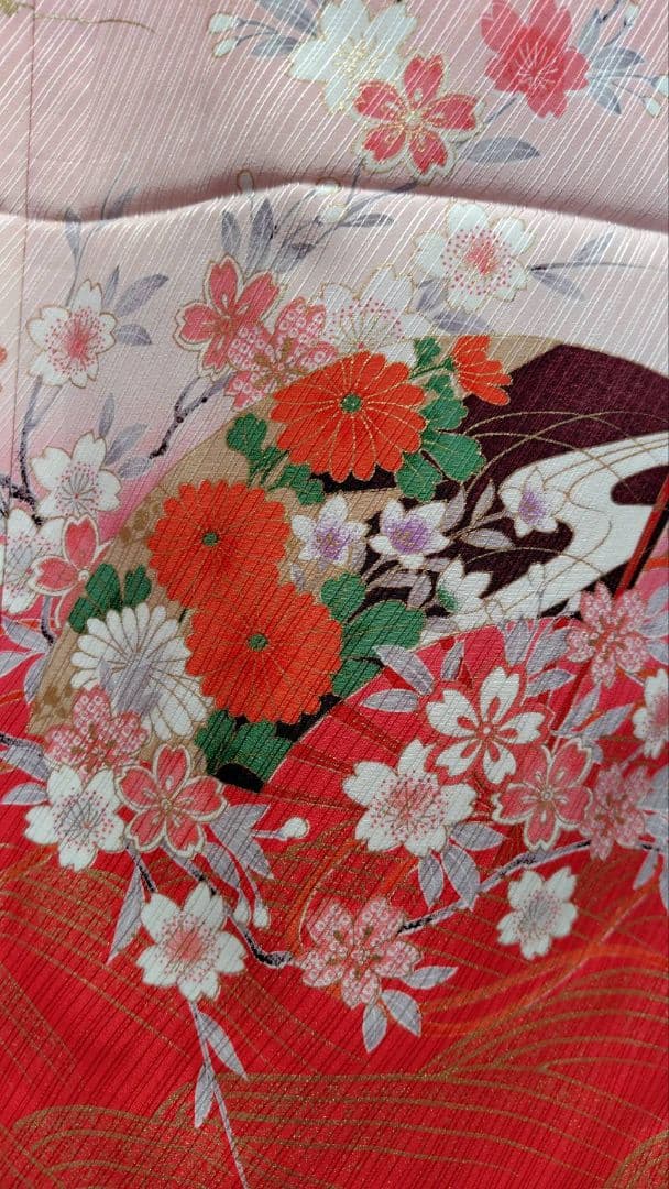 RK545子供着物着丈136センチ裄丈51センチ7歳前後用重ね襟付き正絹