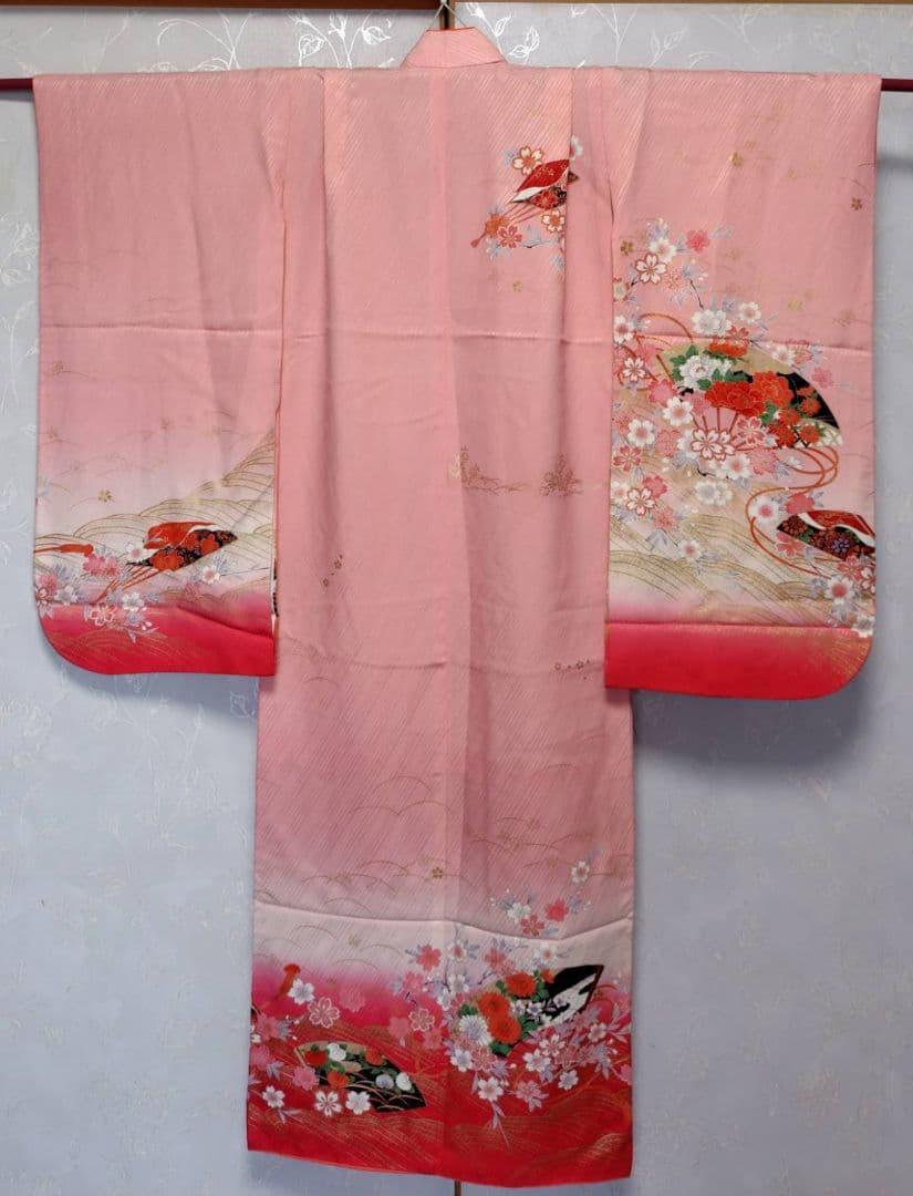 RK545子供着物着丈136センチ裄丈51センチ7歳前後用重ね襟付き正絹