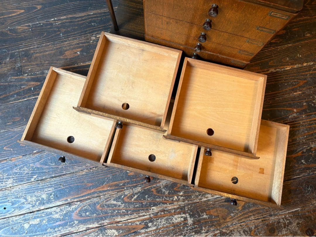 専用＊希少違い棚 小引き出し レコードチェスト キャビネット 昭和レトロ 当時物